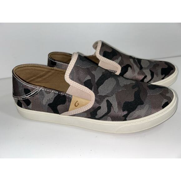 Olukai Pehuea Pai Camo Loafer Canvas Slip On Flat Casual Shoe Women’s 10 NWT - Picture 1 of 7